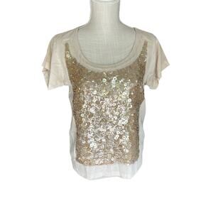 J Crew 100% Silk Embellished Top. Size XS